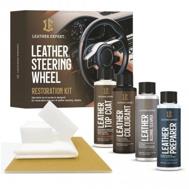 Leather Expert Leather Steering Wheel Restoration Kit Black vairo remonto komplektas